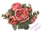 Kytice růže s tmavým eukalyptem - tm.růžová
