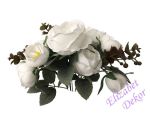 Kytice růže s tmavým eukalyptem - bílá