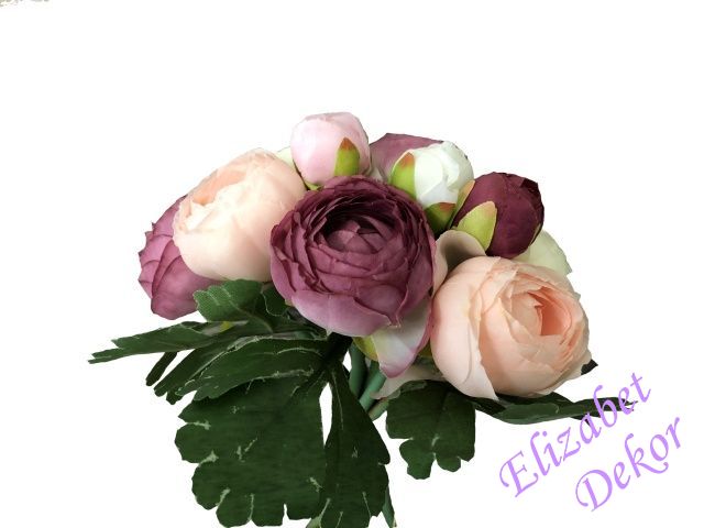 kytice pryskyřníků - fialově-smetanový
