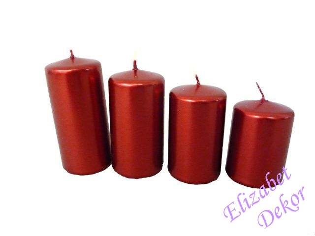 Svíčky adventní stupně - červená metalik