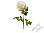 Umělá růže - bílá s růžovým středem