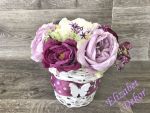 Aranž fialové růže v košíku