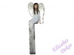 Andělská dívka šedé šaty, stříbrná křídla - nad dveře