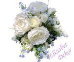 Kytice bílé růže, modrý n.závoj